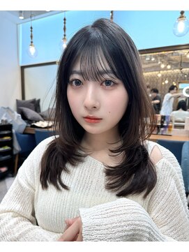 ロンドアベニール 北千住(Lond avenir) ミニウルフレイヤーカット顔周り前髪韓国ミディアムロング北千住