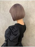 切りっぱなしボブミニボブ　グレージュミルクティベージュ20代