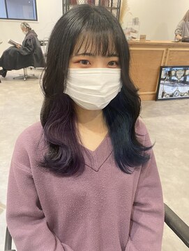 ナンバー(number+) 20代30代大人かわいい透明感★ネイビーラベンダーインナーカラー