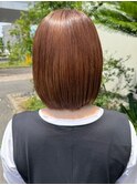 丸みボブ　キャラメルブラウン　艶髪ショートボブ