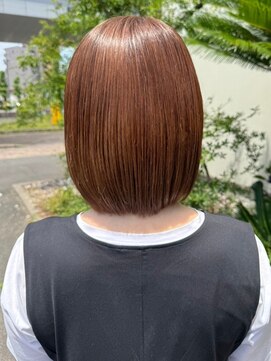 ナカオコアフュール(NAKAO COIFFURE) 丸みボブ　キャラメルブラウン　艶髪ショートボブ