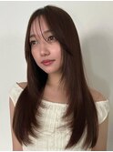 ・顔まわりレイヤー・フェミニンロング　ココアブラウン　TOMOKI