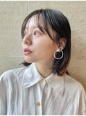 シースルーラウンド前髪/ミディアム切りっぱなしボブ/銀座有楽町
