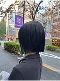 切りっぱなしボブタッセルボブブルージュ暗髪艶髪