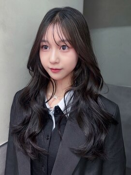 アルバム 渋谷パルコ(ALBUM) 前髪カット黒髪ロング顔周りレイヤー韓国ヘア_F21229