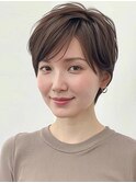ココアブラウンアッシュ大人美人レイヤーショートA6上尾30代40代
