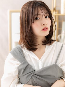 カバーヘア ブリス 志木南口駅前店(COVER HAIR bliss) ココアブラウンバタフライレイヤーカットロブh4志木20代30代40代