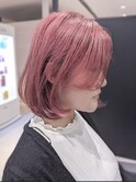 Aラインボブ×ピンクカラー×サマーカット