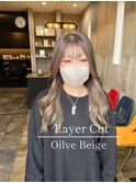 オリーブベージュ/レイヤーカット