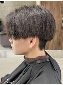 メンズ/アップバング/ツーブロックマッシュ/束感ショート波巻き