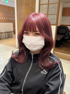 ビューブルー 亀戸錦糸町(VIEW BLUE) 美髪カールシアーカラーピンクブラウンエアリーロングセミディ