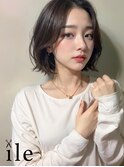 ナチュラル外ハネボブ/艶カラー/センターパート/3,４0代にお勧め