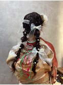 ツイン編みおろし