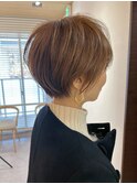 大人可愛い20代30代40代黒髪前下がりショートボブ丸みショート◎