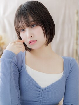 カバーヘア イヴ 戸頭店(COVER HAIR EVE) ダークアッシュ小顔切りっぱなしミニボブa戸頭20代30代40代