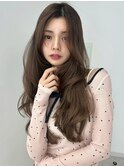 アッシュベージュ　長め前髪　色っぽロング