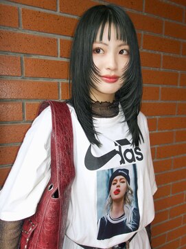 イェン(Yen.) モスグリーンカラーロングレイヤーオン眉