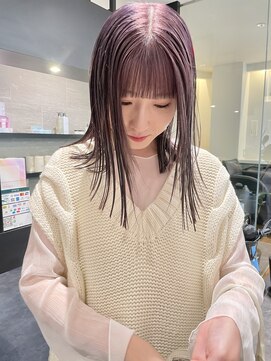 ケンジ 横浜(KENJE) ラベンダーグレージュ/ダブルカラー/切りっぱなし/横浜美容室