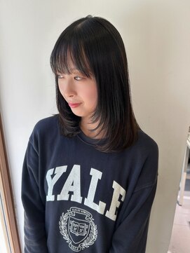 ネオリーブウリ 二子玉川店(Neolive uri) ミディアムヘア暗めカラーデザインカラーフェイスフレーミング