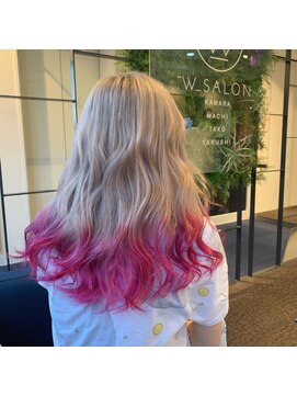 ダブル アンダーバー サロン(W_SALON) 【W_SALON 河原町】RED×PINK　MIX裾カラー☆彡