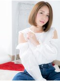 関内/髪質改善/シルキーベージュ×大人かきあげワンレンボブ!c