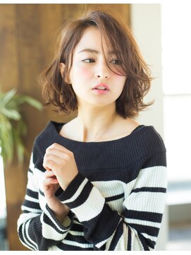 アフロート 武蔵小杉(AFLOAT) 20代30代40代大人かわいいボブパーマチェリーブラウン斜めバング