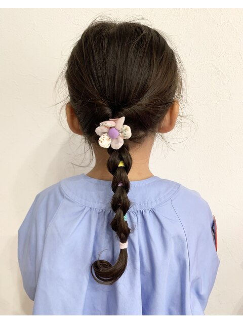 登園アレンジ/キッズヘアアレンジ/三つ編み/簡単ヘアアレンジ