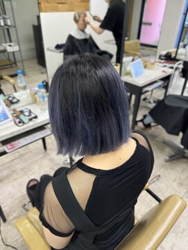 アジールヘア 所沢プロペ通り店(agir hair) ペールブルーグラデーションこなれミディイメチェン前髪所沢韓国