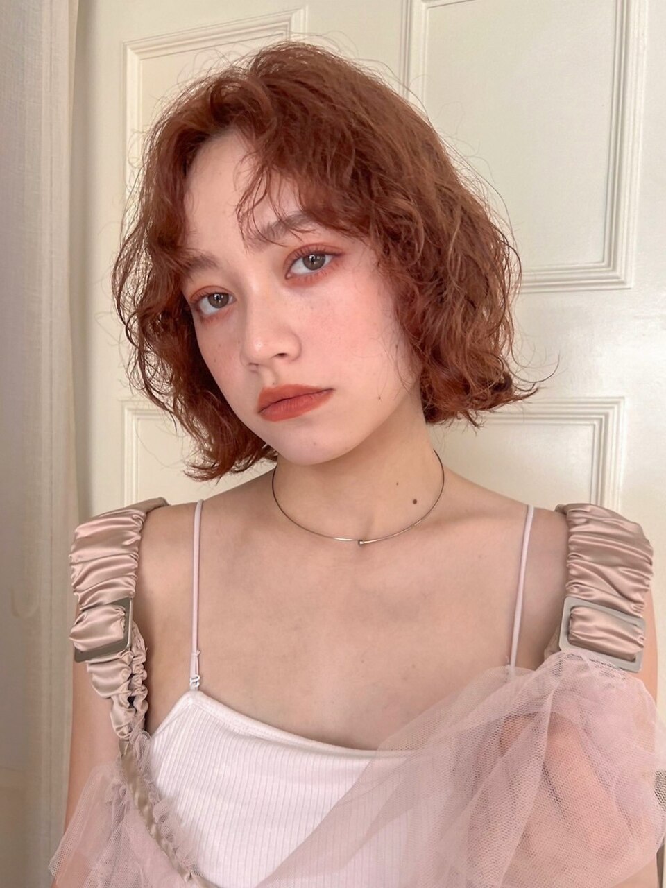 ピンクベージュ/ウェーブボブ/表参道/原宿