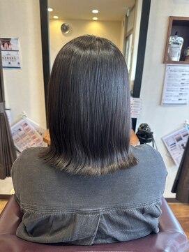 美容室ヒラトヤ 仙北店 寒色系カラースモーキーブルージュ＊結べるボブ外ハネ10代20代