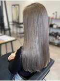 ブリーチなしグレージュ透明感カラー大人可愛いストレート