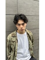 ノットバイベル 大宮(knot by belle) フェザーパーマ/ブルーブラック/大宮/刈り上げセンターパート