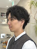 ピークアブー 原宿ハラカド(PEEK-A-BOO) ☆癖毛清潔感メンズショートカットセンターパート原宿30代40代
