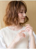 ハイトーンカラーミルクティーブロンドゆるふわボブ20代30代A16!