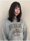 黒髪ストレートロングレイヤーミディアム髪質改善ストレートヘア