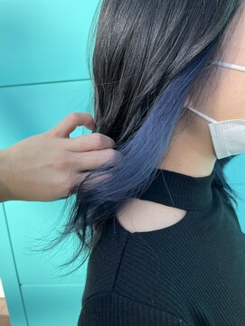ヘアーディア みどり店(Hair...DiA) ブルーブラック×ブルーイヤリング