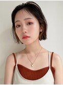大人可愛い20代30代40代かき上げラフボブ×アッシュブラック