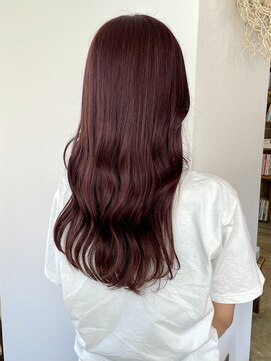 ヘアーアイストゥーレ(HAIR ICI TRE) ブリーチなし暖色カラー ピンクカラー チェリー 担当渡辺聖
