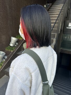 アオ(ao.) イヤリングカラー/シアーカラー/姫カット/レッドカラー/セミディ