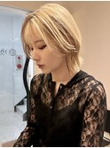大人ボブレイヤーウルフ切りっぱなしボブ前下がりボブ顔まわり