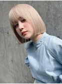 ブロンドボブ/ホワイトカラー/ホワイトブロンド/金髪ボブ
