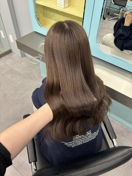 ノー バイ イオエ 西梅田(no. by ioe) ブリーチなしカラー/髪質改善/ミルクティーベージュ/小顔へア