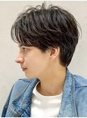 ニュアンスパーマ/センターパート/韓国マッシュ/ダークアッシュ