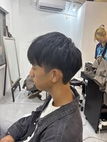 メンズカット バイ ソイクフ(メンズカット by SOY-KUFU)&nbsp;マッシュフェザーパーマセンターパートツーブロックセンター分け