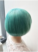 似合わせ丸みショートボブハイトーンペールグリーン