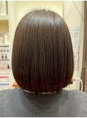 大人ボブ丸みショートホイルカラーマロンベージュ絶壁解消ボブ