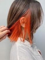 テトヘアー(teto hair) bob(外ハネボブ、インナーカラー、オレンジ)