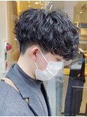 波巻きパーマメンズパーマメンズヘアツーブロックツイストパーマ