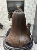 大人可愛い透明感立体感グレージュ×エアストレート