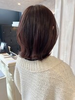 キャアリー(Caary)&nbsp;福山人気20代30代40代外ハネミディアムラズベリーブラウン暖色艶